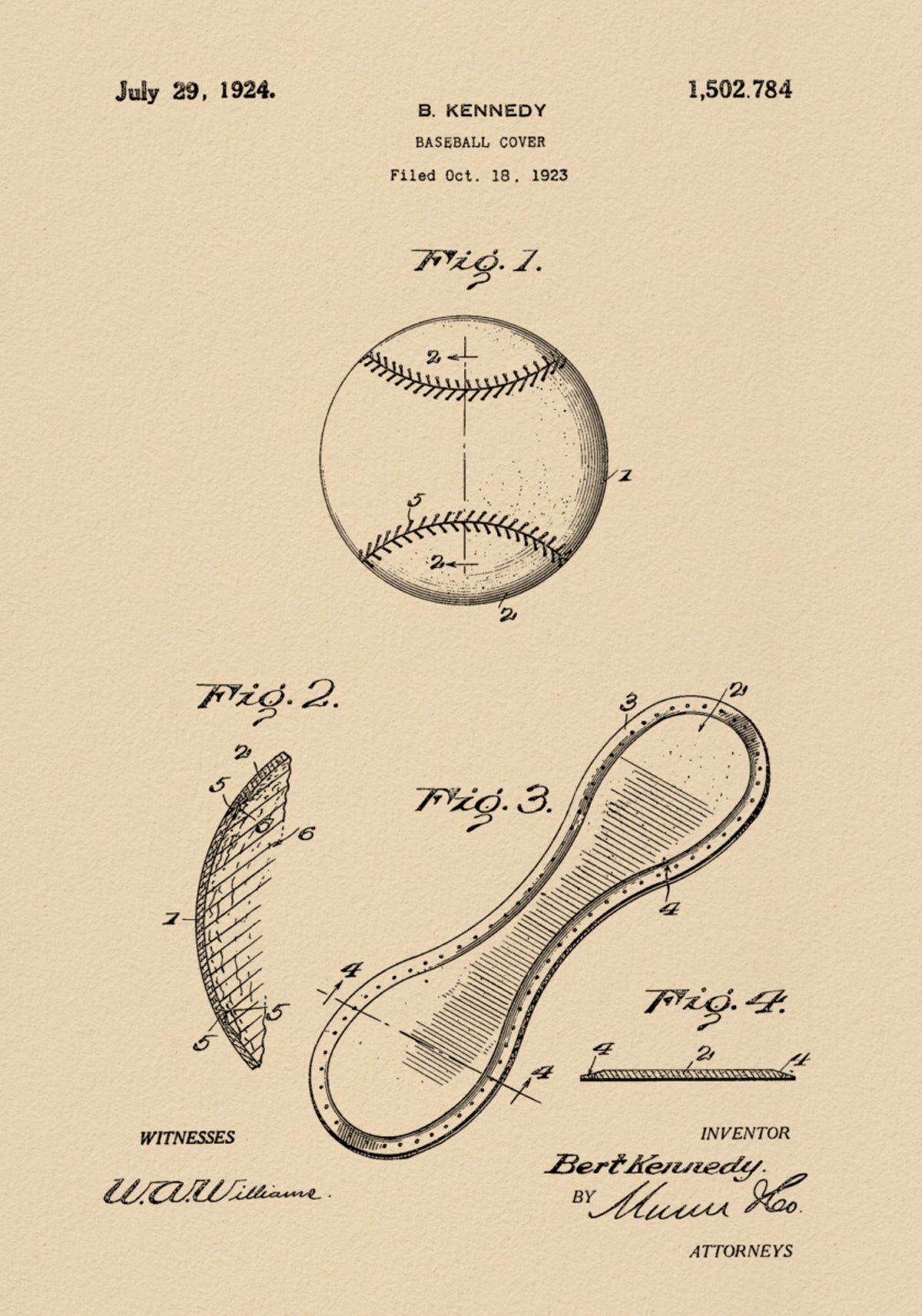 Vintage Baseball Patent Drawing