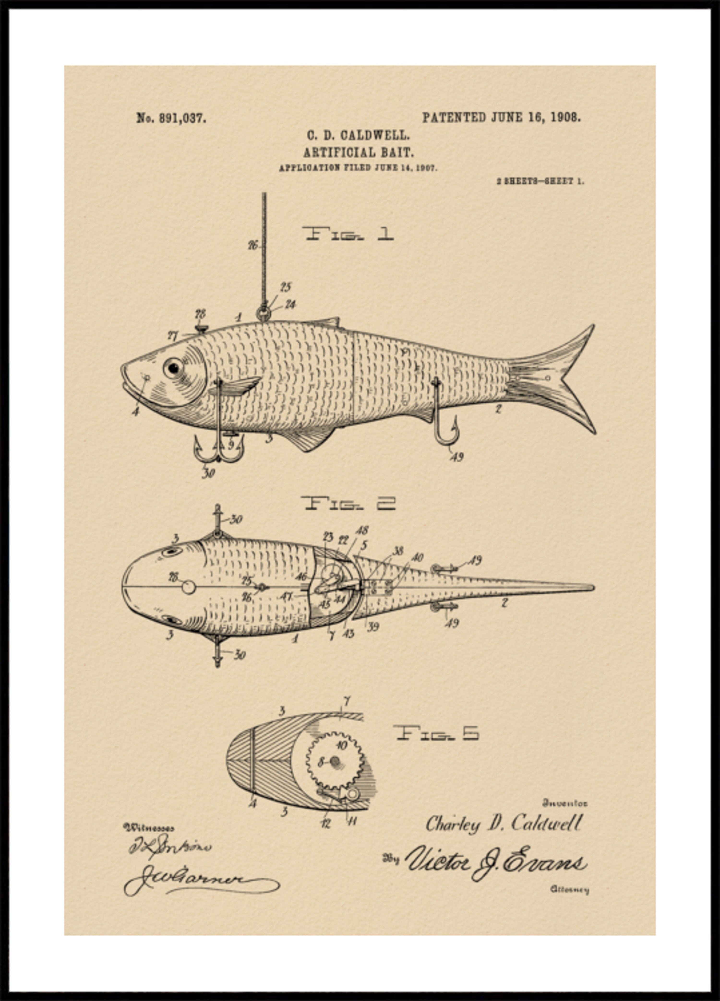 Vintage Fishing Lure Patent