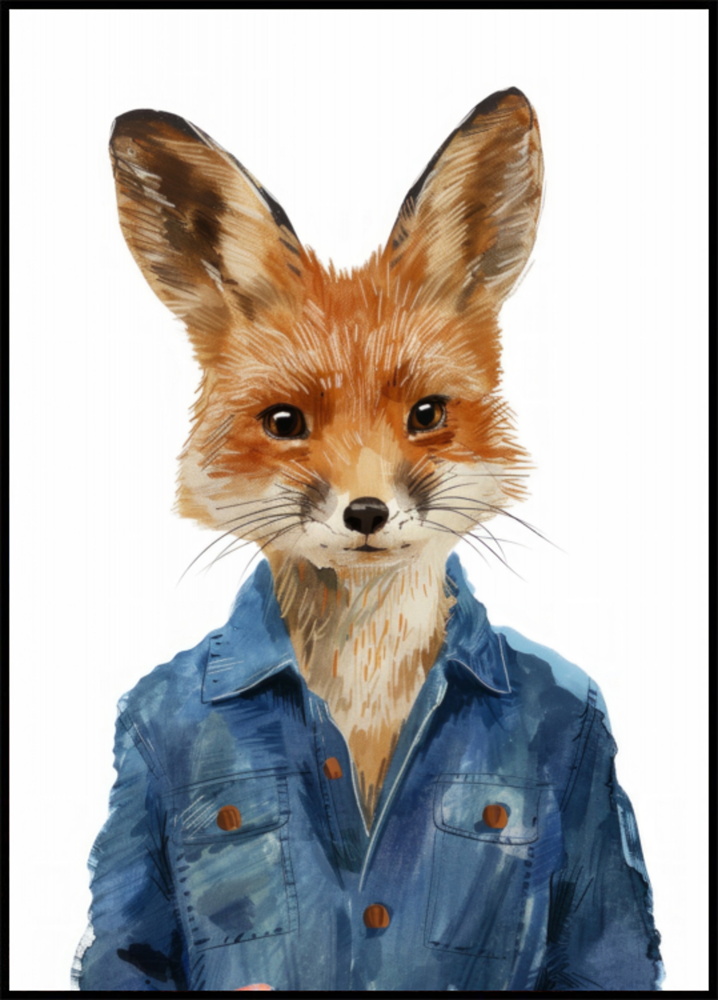 Stylish Fox In Denim Jacket