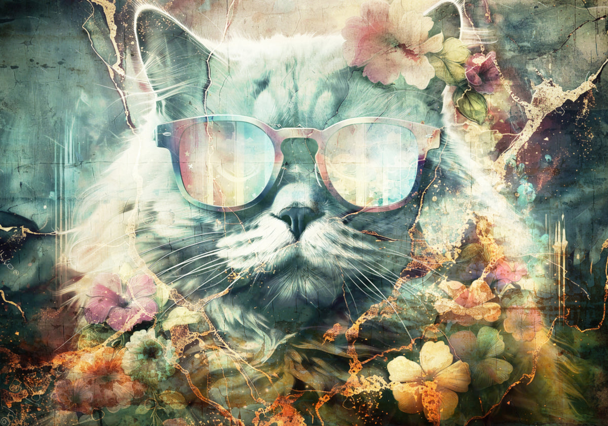 Vintage Floral Cat