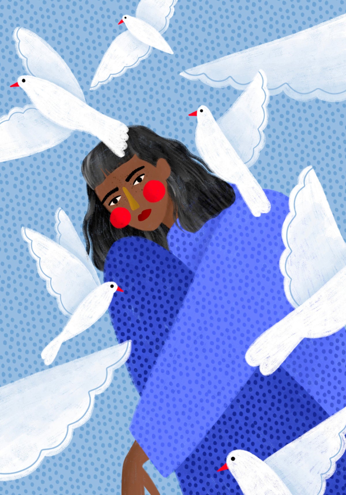 Peaceful Woman and Doves