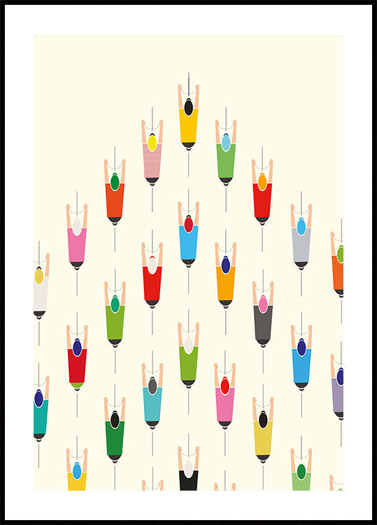 Leading the Pack Cycling Art Print Poster