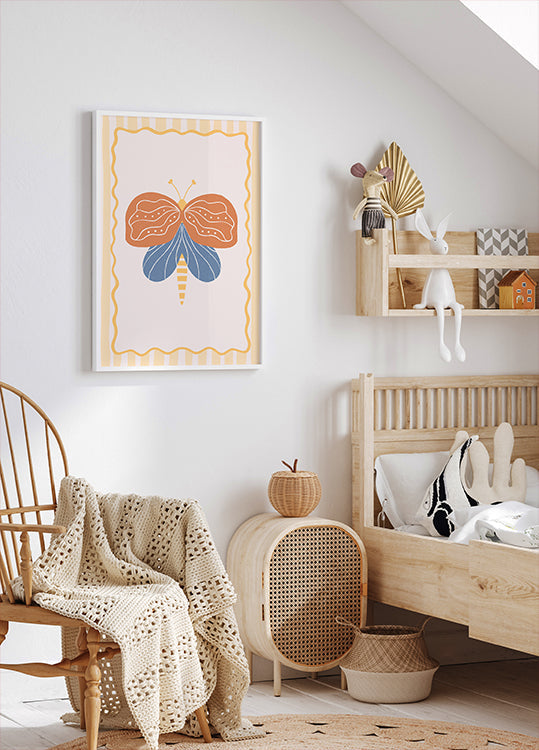Blue Burnt Orange Moth Poster