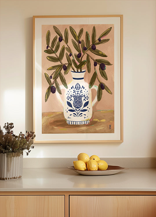 Olive Branches In a Pot Painting Poster