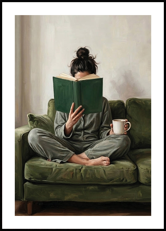Emerald Green Woman Reading Poster