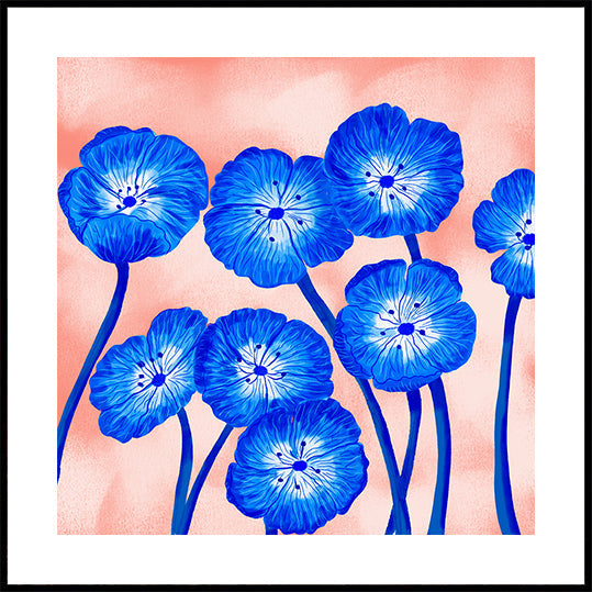 Indigo Blooms Poster