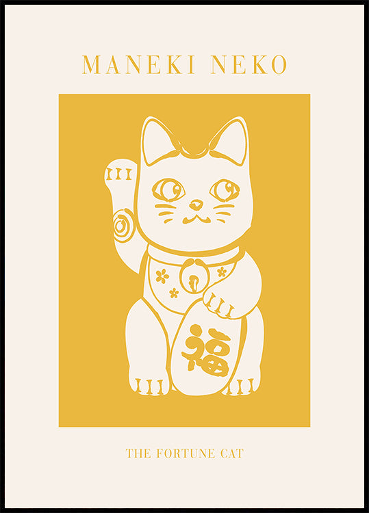 Maneki-Neko Yellow Cat Poster