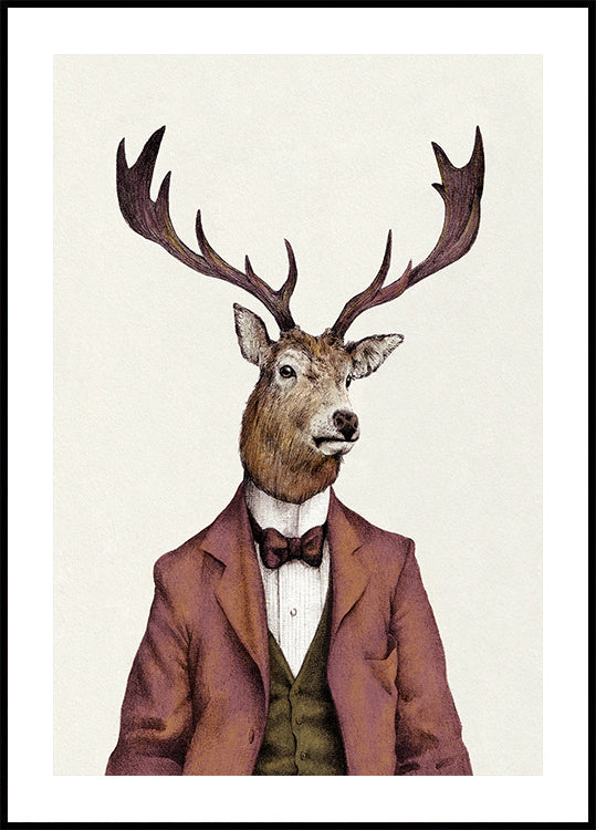 A deer With Human Attire—wearing Poster