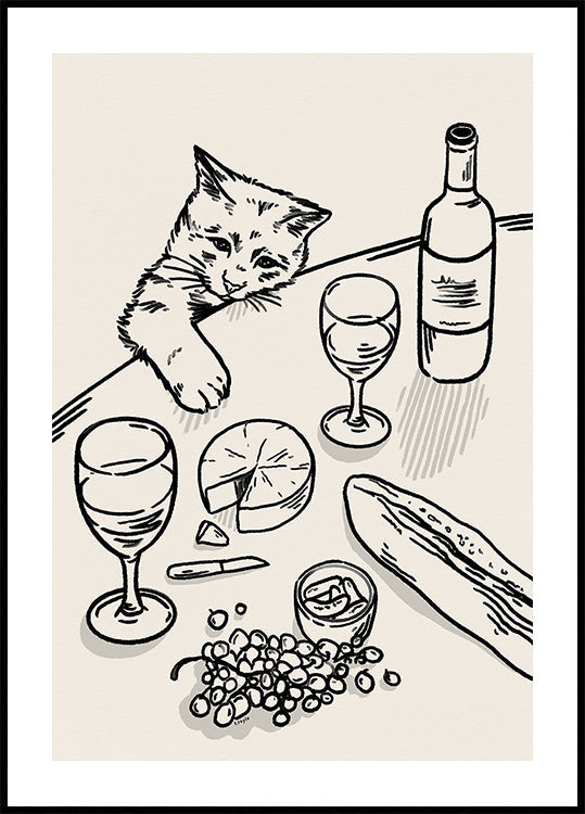 Cheeky Cat in black Poster