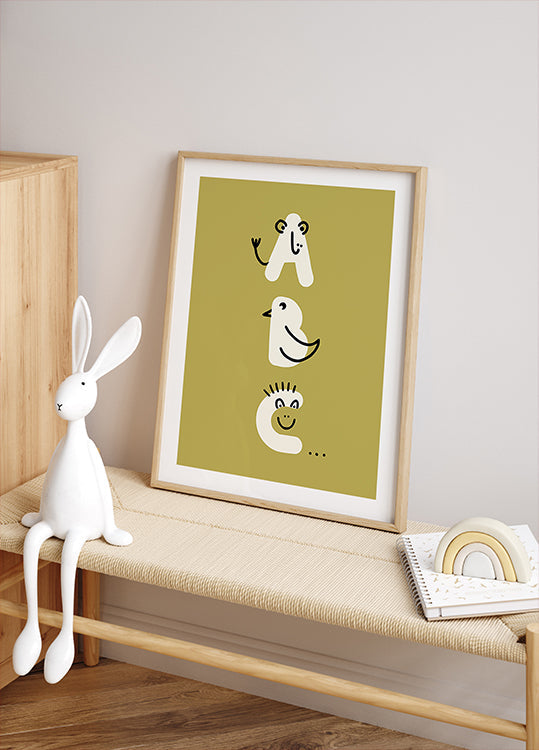 ABC kidult Illustration Khaki Poster