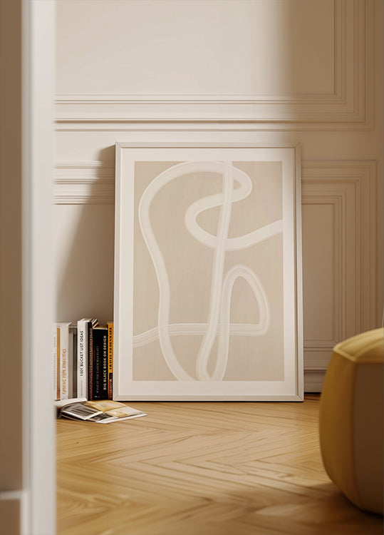 White Brush Stroke Poster