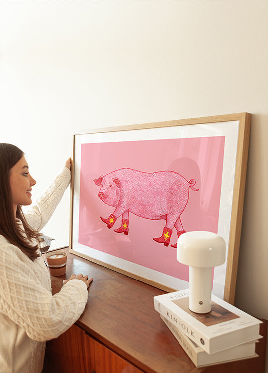 Marjorie the Cowgirl Pig Poster