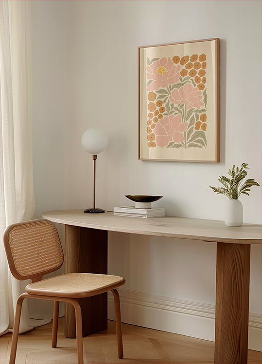 Retro Peonies Poster
