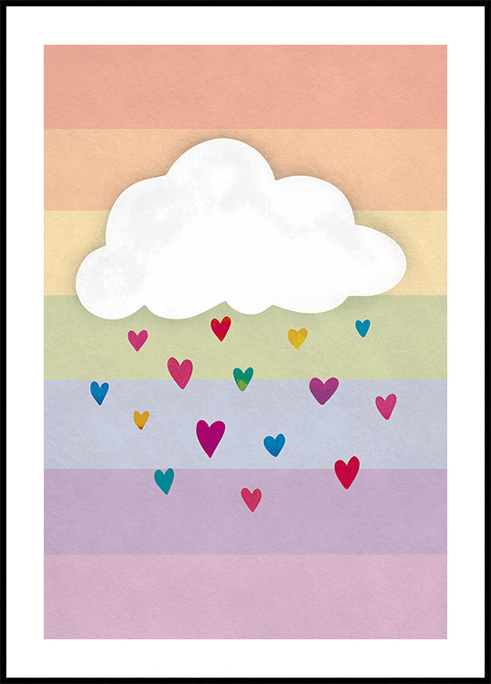 Raining Multicolored Hearts Poster