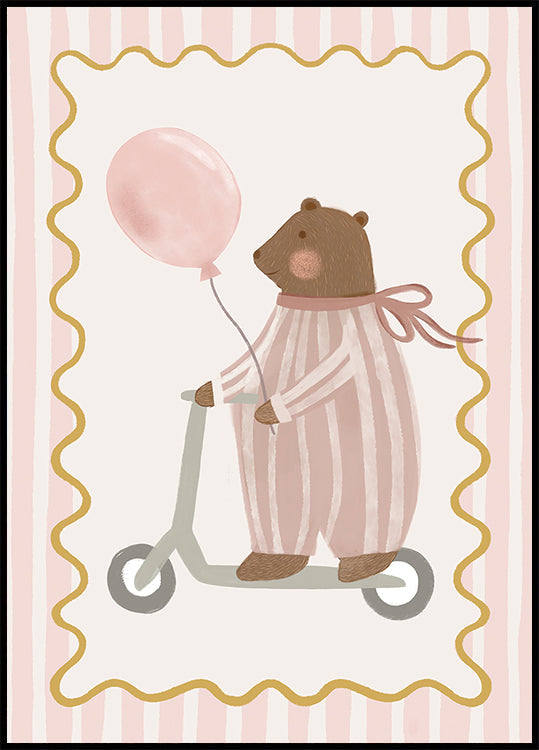 Bear with Pink Balloon Poster