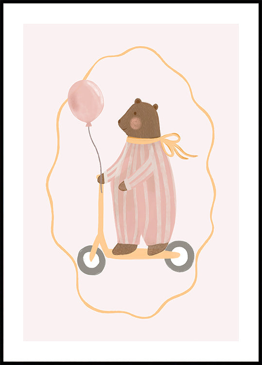 Bear On a Scooter Poster