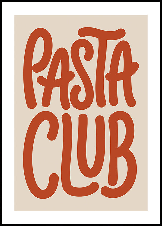 Retro Pasta Club Kitchen Typography Poster