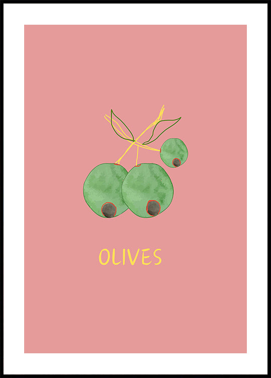 Olives in Pink Poster