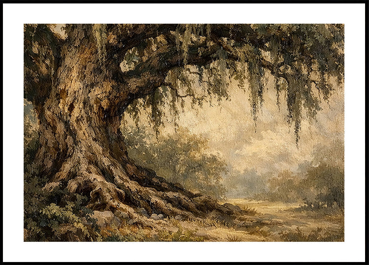 Live Oak Tree Print Cottagecore Wall Art for Entryway Decor Vintage Art Print Spanish Moss Print Charleston Print Savannah Southern Decor Poster