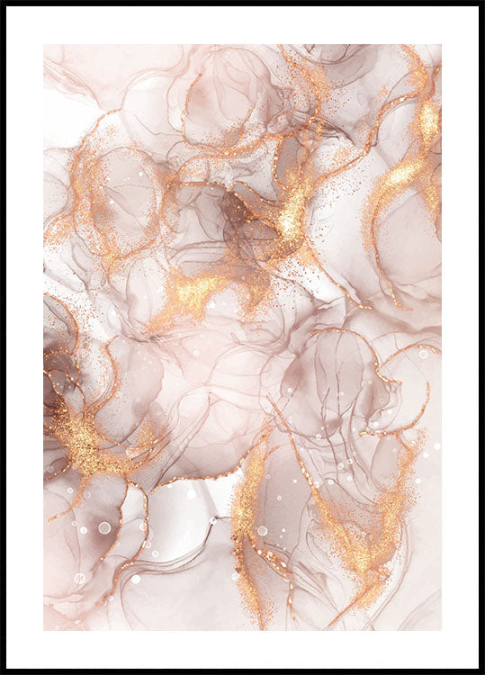 Abstract Marble with Gold Accents Poster