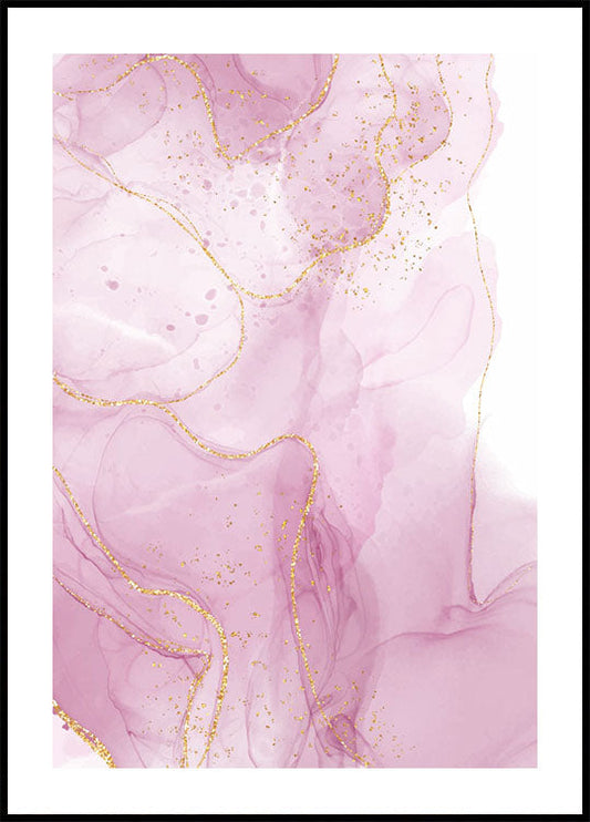 Pink Marble with Gold Poster