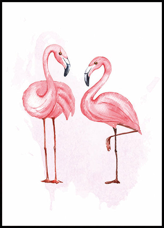 Watercolor Flamingos Poster