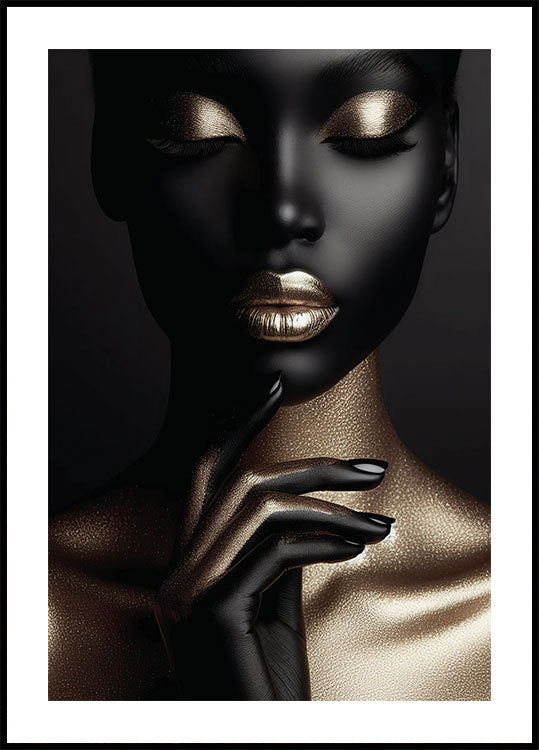 Elegant Beauty in Gold and Black Poster