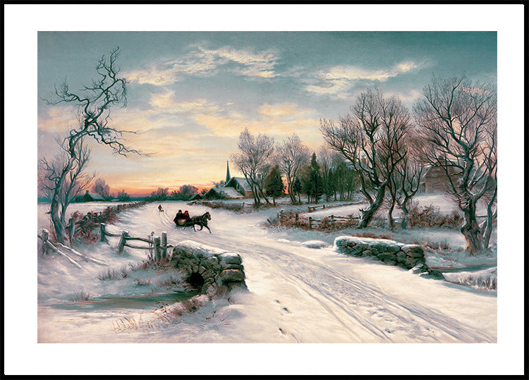 Horse And Carriage In Snow Poster