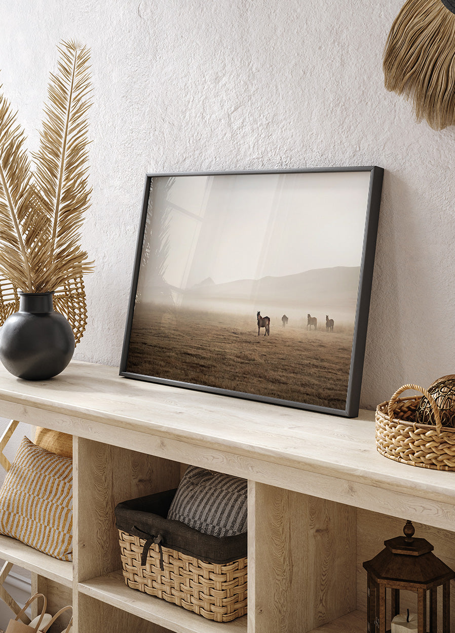Horses in The Fog Poster