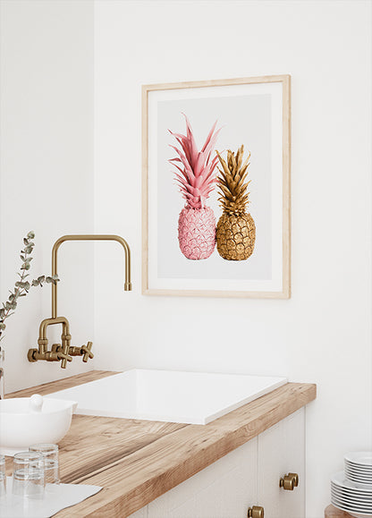 Gold and Pink Pineapple Duo Poster