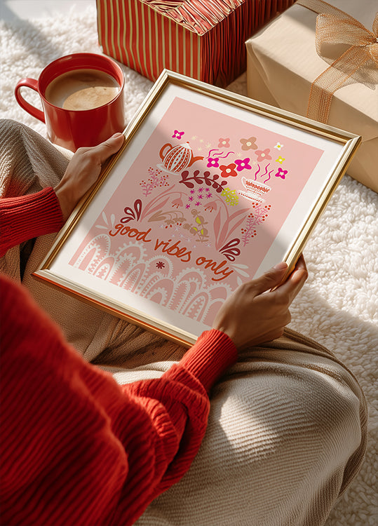 Good vibes only – scandinavian folk art illustration Poster