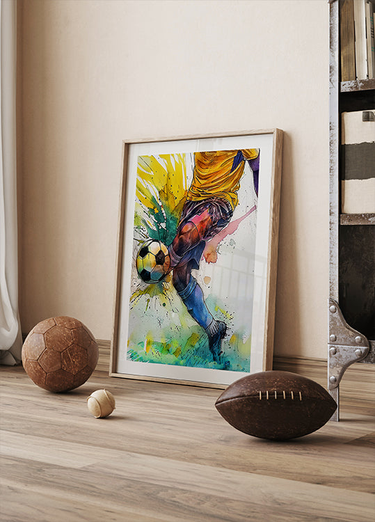 Sport Watercolor Football Player (3) Poster