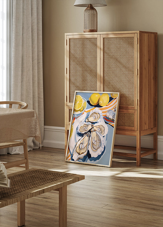 Fresh Oysters & Lemons, Seaside Lunch Poster