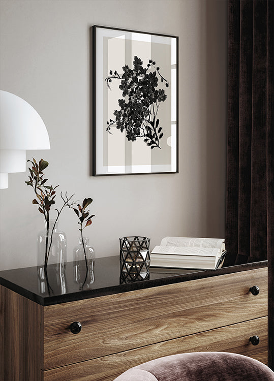 Black Watercolor Blossom Poster