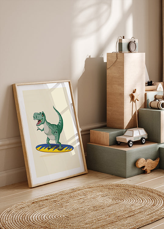 Surfing T-Rex Poster