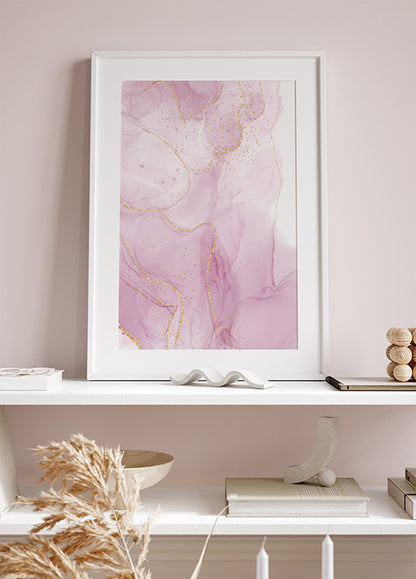 Pink Marble with Gold Poster