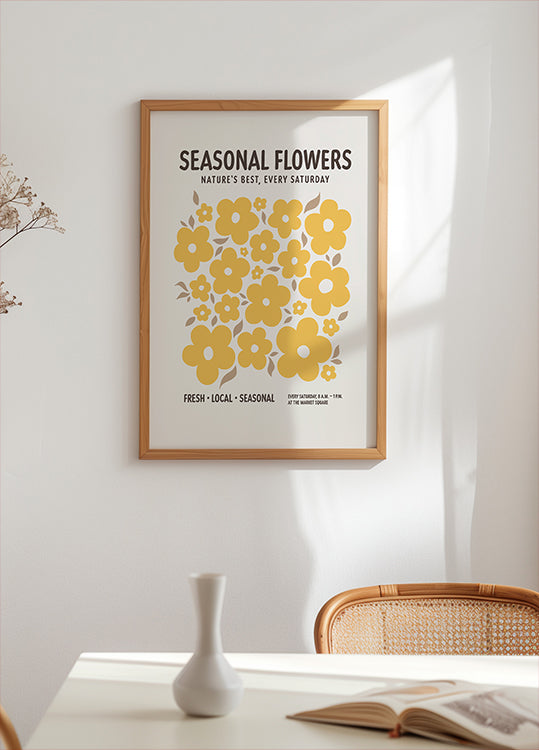 Farmers Market Flowers Yellow Poster