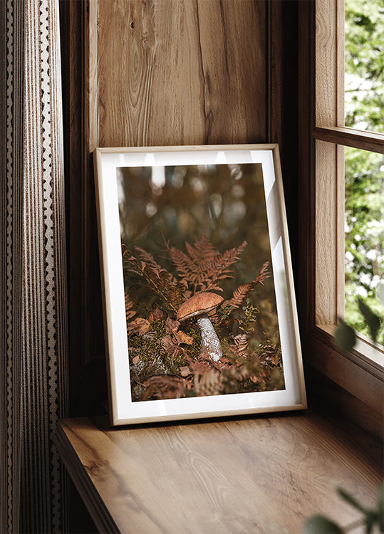 Mushroom in Autumn Forest Poster