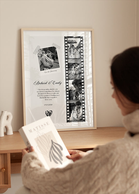 Romantic Couple, Black and White Photo Strip Poster