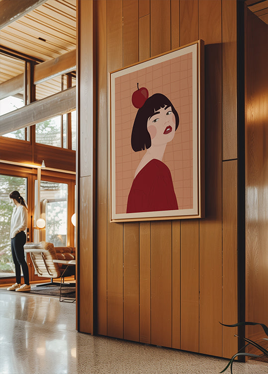 Girl with Apple Poster