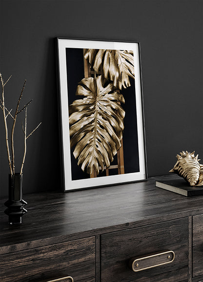 Golden Monstera №2 Poster