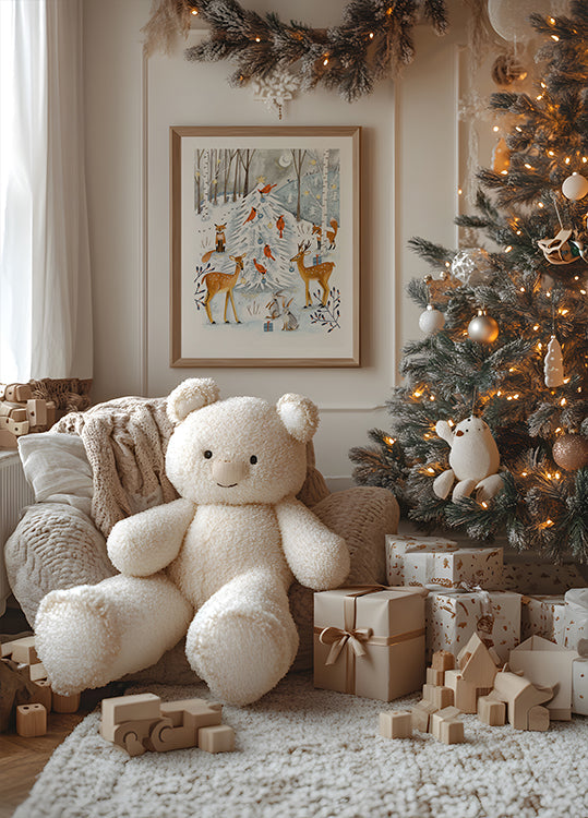 Christmas in the winter animal forest Poster