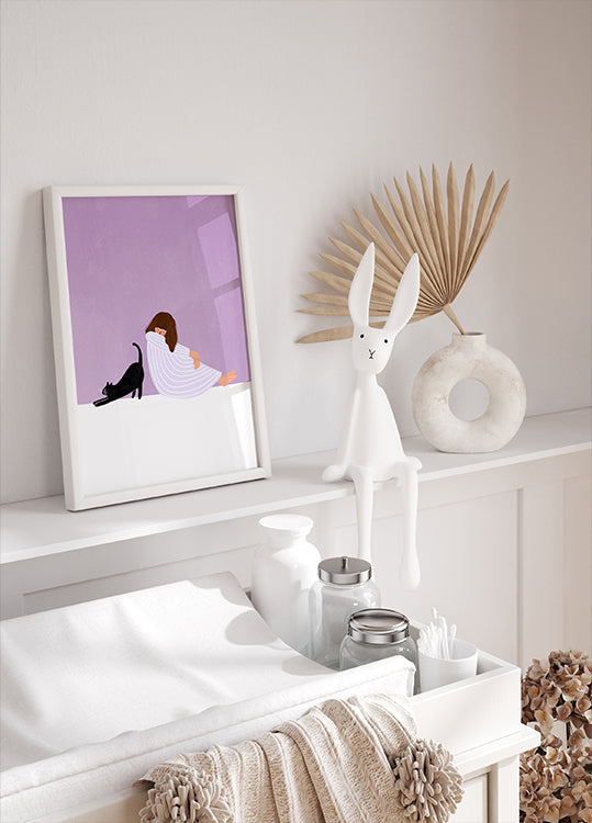 Girl and Cat Poster