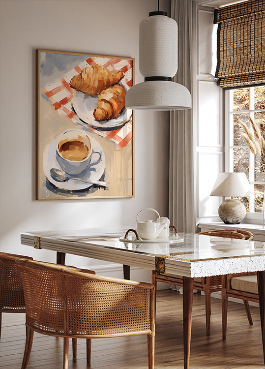 Croissants and Espresso, Café Breakfast, French-italian Brunch Poster
