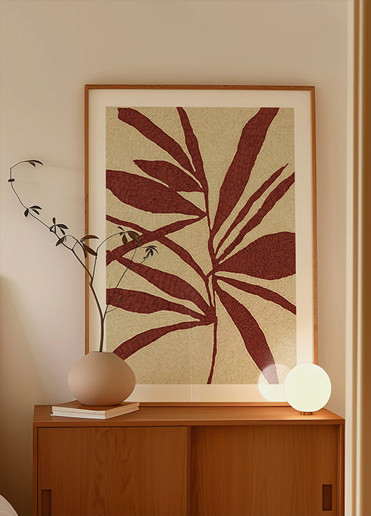 Red Leaf Silhouette Poster
