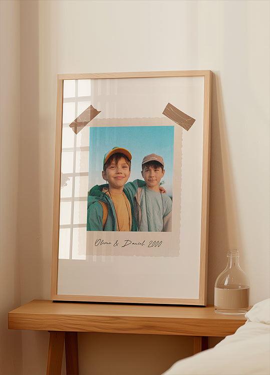 Vintage Childhood, Personalized Sibling Memory Print Poster