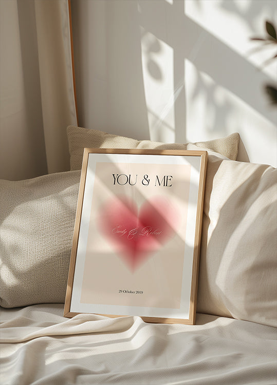 You & Me, Romantic Heart, Personalized Love print Poster