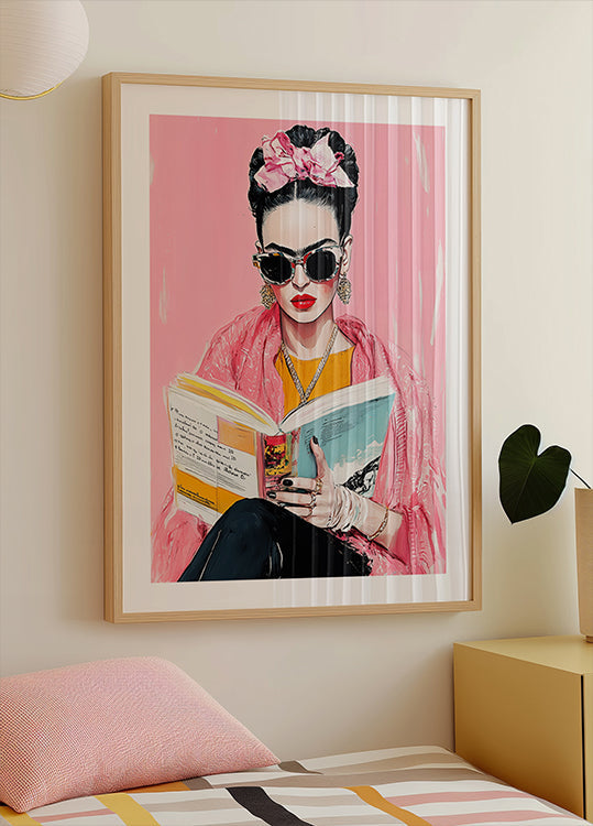 Frida Reading Book  Poster