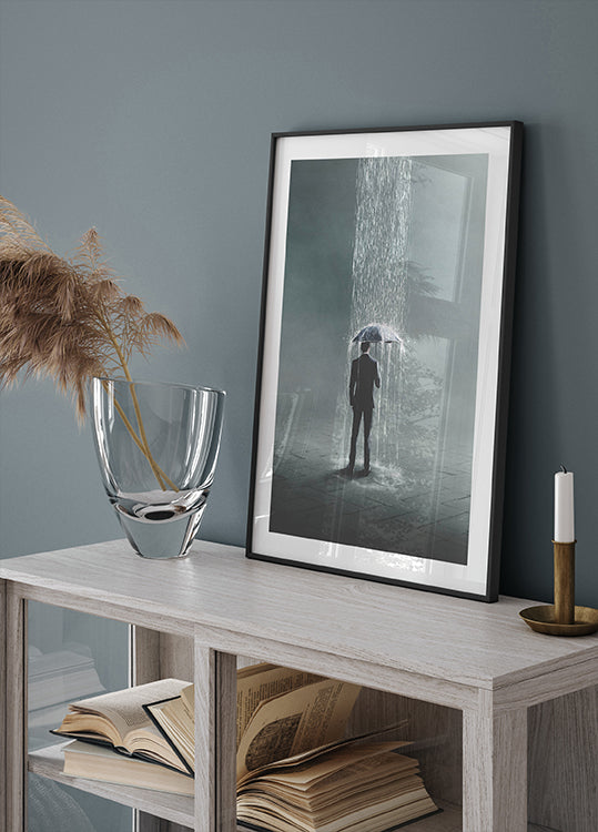 Isolated Rainfall, Suit and Umbrella Poster
