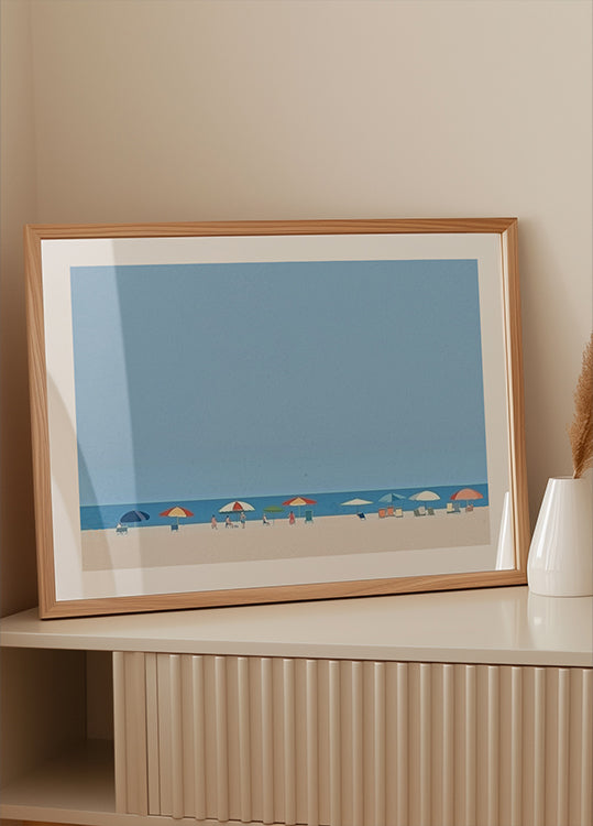 Umbrellas on the Shore Poster